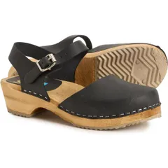 ミア レディース シューズ スニーカー レザー MIA Made in Europe Sofia Swedish Mary Jane Clogs Leather For Women Black ブラッのサムネイル