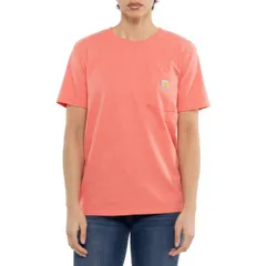 カーハート レディース トップス シャツ Carhartt 103067 Loose Fit Heavyweight PocketShirt Short Sleeve Pink Salmon Heatのサムネイル