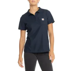 カーハート レディース トップス シャツ Carhartt 104229 Contractor s Work Pocket Polo Shirt Short Sleeve Navy ネイビーのサムネイル