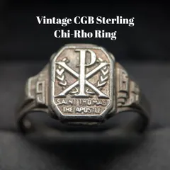 1950s LGB STERLING 925 レリジャスリング 25号 8g Chi-Rho 聖トマス使徒 シルバー バルフォアのサムネイル
