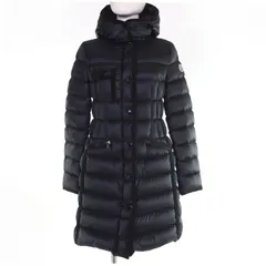極美品☆MONCLER モンクレール HERMINE エルミンヌ ロゴワッペン・フード付 ダウンコート ブラック 0 正規品 レディースのサムネイル