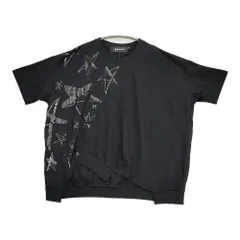 gomme スター切替Ｔシャツ アシンメトリー GJ-T51-173 サイズM ワイドシルエット ドロップショルダー 半袖カットソー ブラック レディース ゴム【中古】6-0519S♪のサムネイル