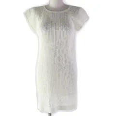 極美品☆PLEATS PLEASE プリーツプリーズ イッセイミヤケ PP51-JT633 透かし織り フレンチスリーブ メッシュ チュニック ワンピース アイボリー 3 日本製 正規品 レディースのサムネイル
