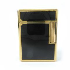 外装良品☆Dupont デュポン ライン1 ショート ラッカー スクエア ローラー式 ガスライター ブラック ゴールド フランス製 メンズ 着火不可 外装良品☆Dupont デュポン ライン1 ショート ラッカー スクエア