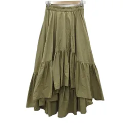 ダブルスタンダードクロージング ダブスタ DOUBLE STANDARD CLOTHING ギャザースカート フィッシュテールスカート ミモレ丈 36 カーキ 無地 /MA2 ■ECA005のサムネイル