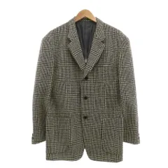 コムサデモードメン COMME CA DU MODE MEN ジャケット ウール 3 黒 ブラック 白 ホワイト チェック柄 ノッチドラペル 3B /SX ■GY99