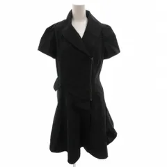 ヴィヴィアンウエストウッドレッドレーベル Vivienne Westwood RED LABEL 変形 ワンピース ジップアップ ショールカラー ひざ丈 半袖 コットン 3 黒 ブラック /FF ■GY62のサムネイル