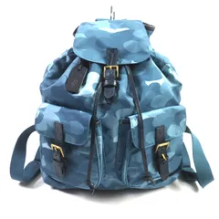 未使用品▼Felisi フェリージ 15/56 総柄 クロコ型押し レザー使い 巾着 ナイロンリュック・デイパック ブルー系 イタリア製 メンズ 定価79,200円のサムネイル