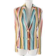 極美品☆Missoni ミッソーニ 総柄デザイン メッシュ コットン ニット ジャケット マルチカラー 40 イタリア製 正規品 レディースのサムネイル