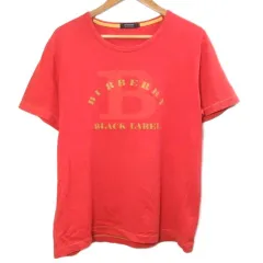 バーバリーブラックレーベル BURBERRY BLACK LABEL Tシャツ カットソー 半袖 ロゴ プリント クルーネック 3 L相当 赤 レッド /X