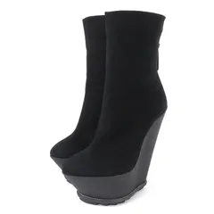 極美品☆GIUSEPPE ZANOTTI ジュゼッペザノッティ ウェッジソール スウェードレザー アンクルブーツ ブラック 35 保存袋付き イタリア製 レディースのサムネイル