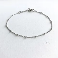 ◆ 95｜ スタッズ チェーン ブレスレット シルバー アクセサリー ◆　再販 定番 人気 大人 上品 華奢 きれいめ シンプル アンクレット