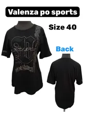 VALENZA SPORT バレンザスポーツ 半袖Tシャツ 40 ブラック ラインストーン ロゴプリント 日本製 綿100%のサムネイル
