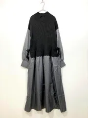 美品 URBAN RESEARCH ITEMS アーバンリサーチ アイテムズ ニットベストドッキング ワンピース sizeF/チャコール×黒 ■◇ レディース