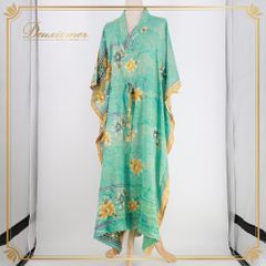 ベリーダンス用衣装】水色 ガラベーヤ ワンピースドレス ピンク 花柄 