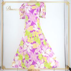 トーチジンジヤー TYM フラダンス ムームー ドレス パープル 花柄 フリル トーチジンジヤー TYM フラダンス ムームー ドレス パープル 花柄