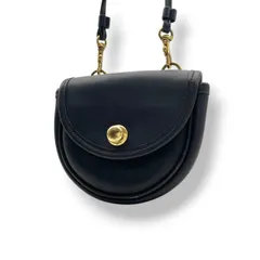 COACH コーチ オールドコーチ ショルダーバッグ ポシェット ミニバッグ ハーフムーン クロスボディ 斜め掛け フラップ ターンロック レザー 本革 黒 ブラック ゴールド金具 ヴィンテージ ビンテージ レトロ コンパクト レディース 鞄 カバン S64