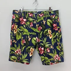PURPLE&YELLOW　Lサイズ　ハーフパンツ　ショートパンツ　コットン100%　ボタニカル柄　パープルアンドイエロー　【0896】のサムネイル
