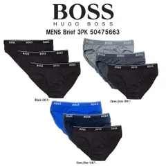 HUGO BOSS(ヒューゴボス)メンズ ブリーフ アンダーウェア 前閉じ 3枚組 アソート セット コットン 綿 ロゴ 下着 男性用 50475663のサムネイル