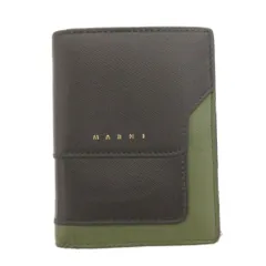 マルニ MARNI サフィアーノ 二つ折りウォレット 財布 PFMOQ14U14LV520 緑 黒 グリーン ブラック