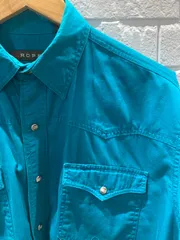 古着　Mサイズ　長袖シャツ　ターコイズ　ROPER   ロパーのサムネイル