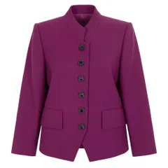 65f2 YVES SAINT LAURENT イヴサンローラン スタンドカラー ウールジャケット フォーマル サイズ36 パープル レディース 女性服o07tのサムネイル