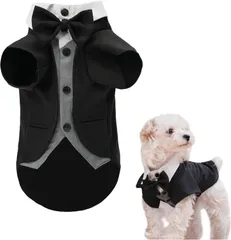 【041C22】犬 タキシード フォーマル 正装 スーツ 洋服 ドッグ 蝶ネクタイのサムネイル