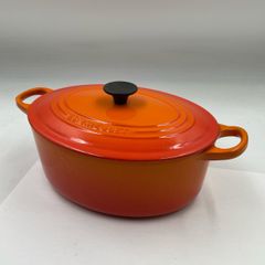 LE CREUSET 両手鍋 18cm オレンジ - メルカリ