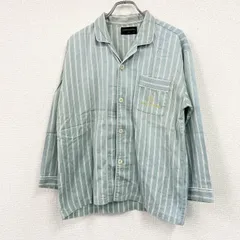 GIANNI VALENTINO　ジャンニ バレンティノ　長袖シャツ　ストライプ柄　青　ブルー　Mサイズ　古着のサムネイル