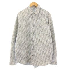 美品 ディオールオム オブリーク 長袖シルクシャツ ボタンダウン 39 