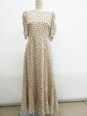 未使用 タグ付 troisiemeCHACO トロワ ズィ エムチャコ チュールフロッキードットワンピース シアー ギャザースリーブ 裾フレア フォーマル カジュアル サイズ38 総丈約115cm 日本製 L0001-0602-53のサムネイル