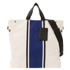 ボッテガ・ヴェネタ BOTTEGAVENETA バッグ レディース メンズ ブランド トートバッグ ショルダーバッグ 2way キャンバス アイボリー ブルー 手さげ 肩掛け おしゃれ 大きめ 通勤 通学 おでかけ 【中古】