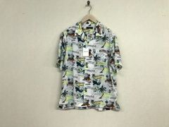 신품 미사용 진짜 안티 클로즈 ANTIQULOTHES 오픈 컬러 알로하 무늬 프린트 반소매 셔츠 남성 서핑 워크 아메 카지 밀리터리 비즈니스 정장 모드 골프 드레스 스트리트 스케이터 화이트 화이트 M