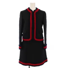 グッチ GUCCI スーツ ノーカラージャケット 台形スカート ひざ丈 シェリーライン 36 38 黒 452936 453892 /KHのサムネイル