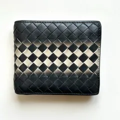 ボッテガヴェネタ　BOTTEGA VENETA 二つ折り財布　イントレチャート　グラデーション　ダークグレー