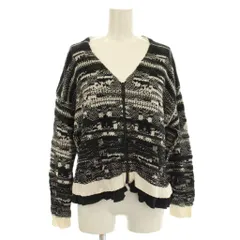ディーゼル DIESEL ニット ジャケット ジップアップ 上着 XS 黒 白 長袖 総柄 裾フリル /JPのサムネイル