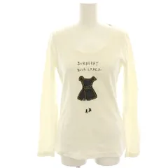 バーバリーブルーレーベル BURBERRY BLUE LABEL Tシャツ カットソー 38 白 ホワイト 長袖 ラウンドネック モチーフデザイン /HN
