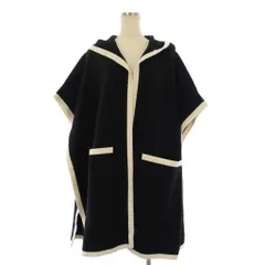 バーバリー BURBERRY タグ付き ロゴフーディケープ ニット ポンチョ ロング F 黒 8031544 /KHのサムネイル