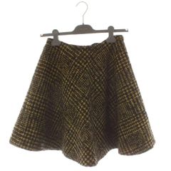 美品 PRADA フロントオープン プリーツ スカート シルク100％ 42 黒