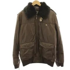 バーバリーブラックレーベル BURBERRY BLACK LABEL ダウンジャケット 上着 L 茶 ブラウン ファー襟 ジップアップ 裏地チェック BMP68-531-58 /HNのサムネイル