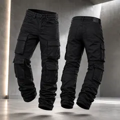NY発 SMOKERISE カーゴパンツ｜ブラックカーゴポケットパンツ W30のサムネイル