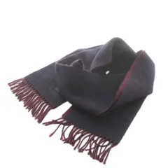 バーバリーブラックレーベル BURBERRY BLACK LABEL マフラー フリンジ ボルドー 黒 ブラック /AN40のサムネイル