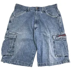 POLO JEANS ポロジーンズ ラルフローレン デニムカーゴショートパンツ ブルー(メンズ W36)中古 古着 Y2391のサムネイル