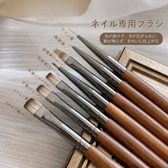 ネイルアートブラシ7本セット｜木製ハンドル ジェルネイル対応のサムネイル