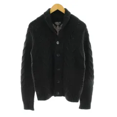 シーケーカルバンクライン ck Calvin Klein ニットジャケット カーディガン ケーブル 長袖 ショールカラー ウール M 黒 ブラック /KUのサムネイル