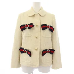 グッチ GUCCI ツイードジャケット ステンカラー リボン ラインストーン GGボタン 42 アイボリー 476264 ZIM18 /KHのサムネイル