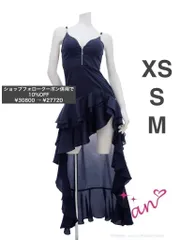 ネイビー  [AOC4141]【an/アン】バストジップ/ キャミ/ フリル/ ティアード/ アシンメトリー/ フレア/ ロングドレス/ キャバドレス/ ローブドフルール/  Dea ROBEdeFLEURS Glossy/ AngelR/ Veautt