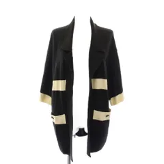シャネル CHANEL ニットカーディガン トッパー 半袖 ココマークボタン 黒 ブラック ベージュ /YTのサムネイル
