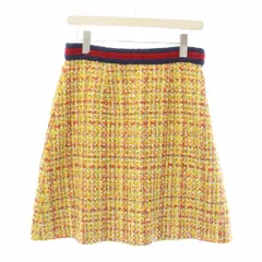 グッチ GUCCI フレアスカート ツイード ミニ ビジュー装飾 ウール混 モヘヤ混 46 黄色 イエロー 499199 ZKZ78 /HNのサムネイル