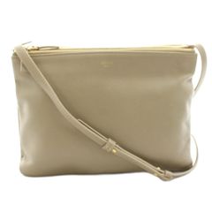 CELINE セリーヌ トリオ ラージ ショルダーバッグ レザー グレージュ 